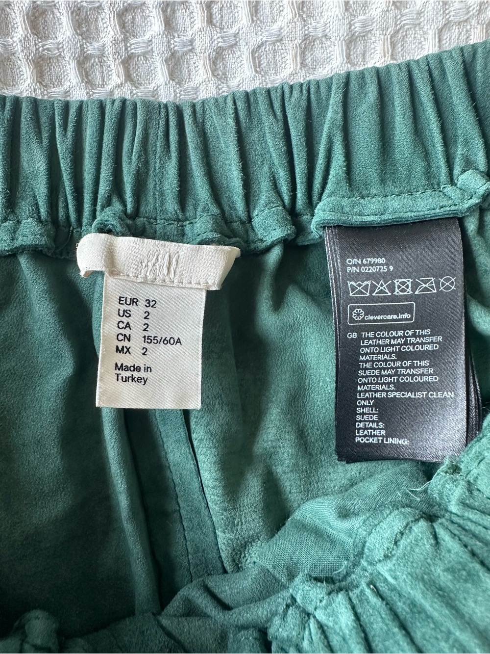 HM Genuine Leather Suede Green Shorts - Picture 5 of 7
